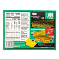 Back of Grace Patty Mild Beef packaging featuring nutrition facts and heating instructions for authentic Latin food.
