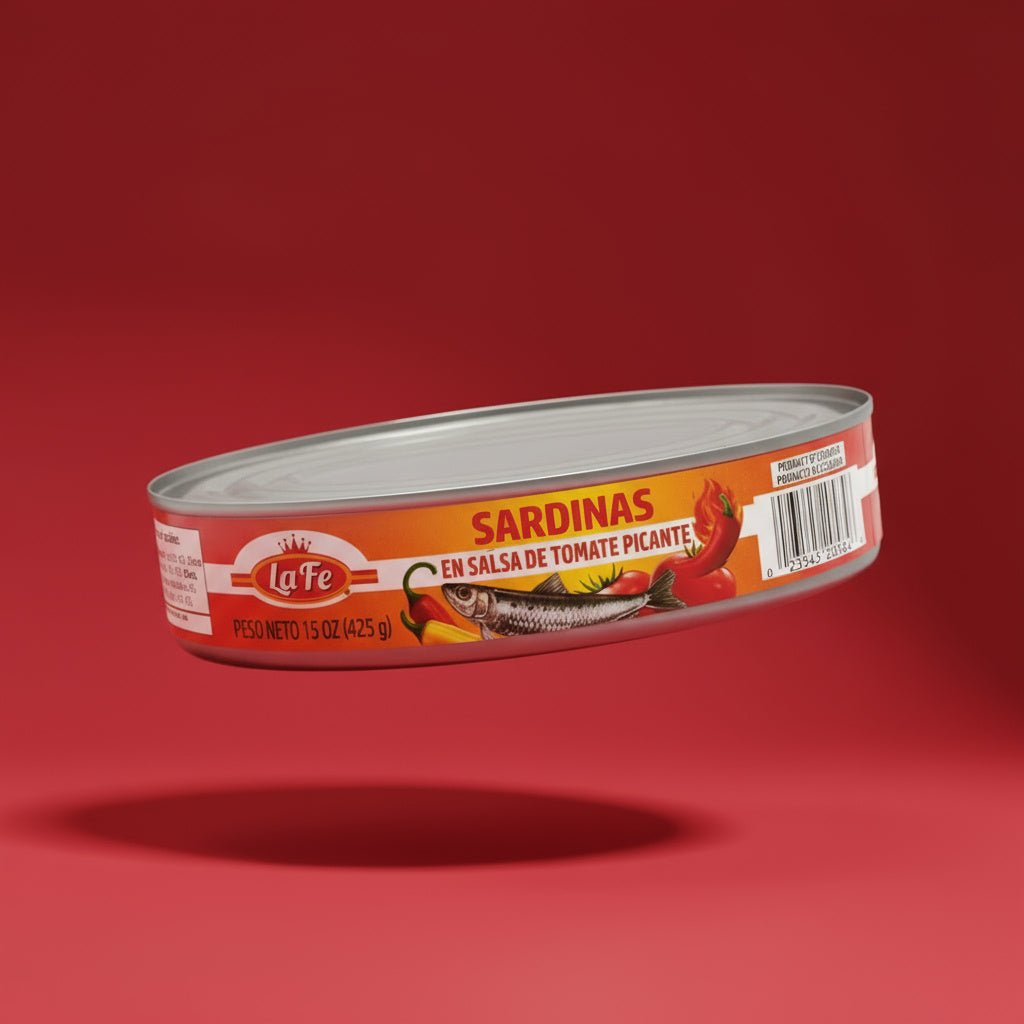 LAFE SARDINES HOT TOMATO SAUCE 24/15 OZ - La Fe Foods