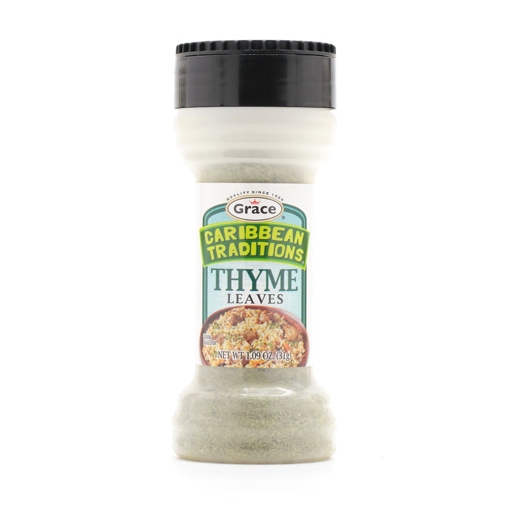 CARIB TRAD Thyme Leaves 12x1.09oz for authentic Latin food; enhance flavors in your cooking with quality spices.