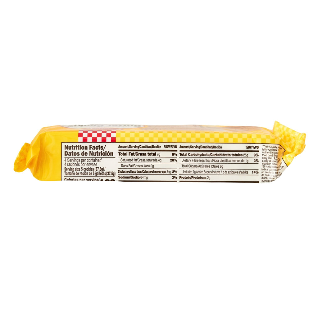 Nutrition facts for BUTTERKIST BUTTER COOKIES pack, highlighting quality Latin food ingredients for authentic taste.