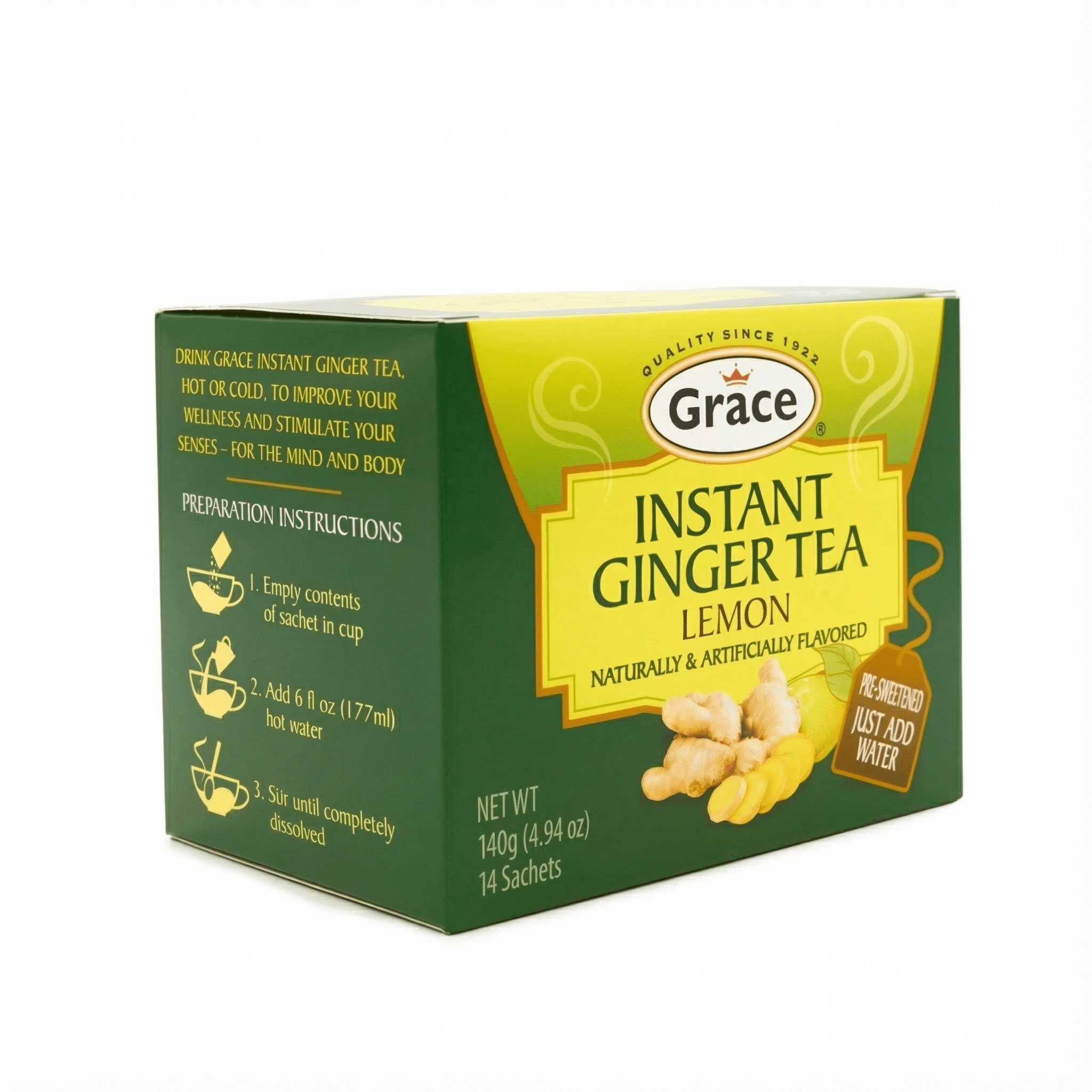 GR. INST. GING. TEA - LEMON 24X14X10G - La Fe Foods