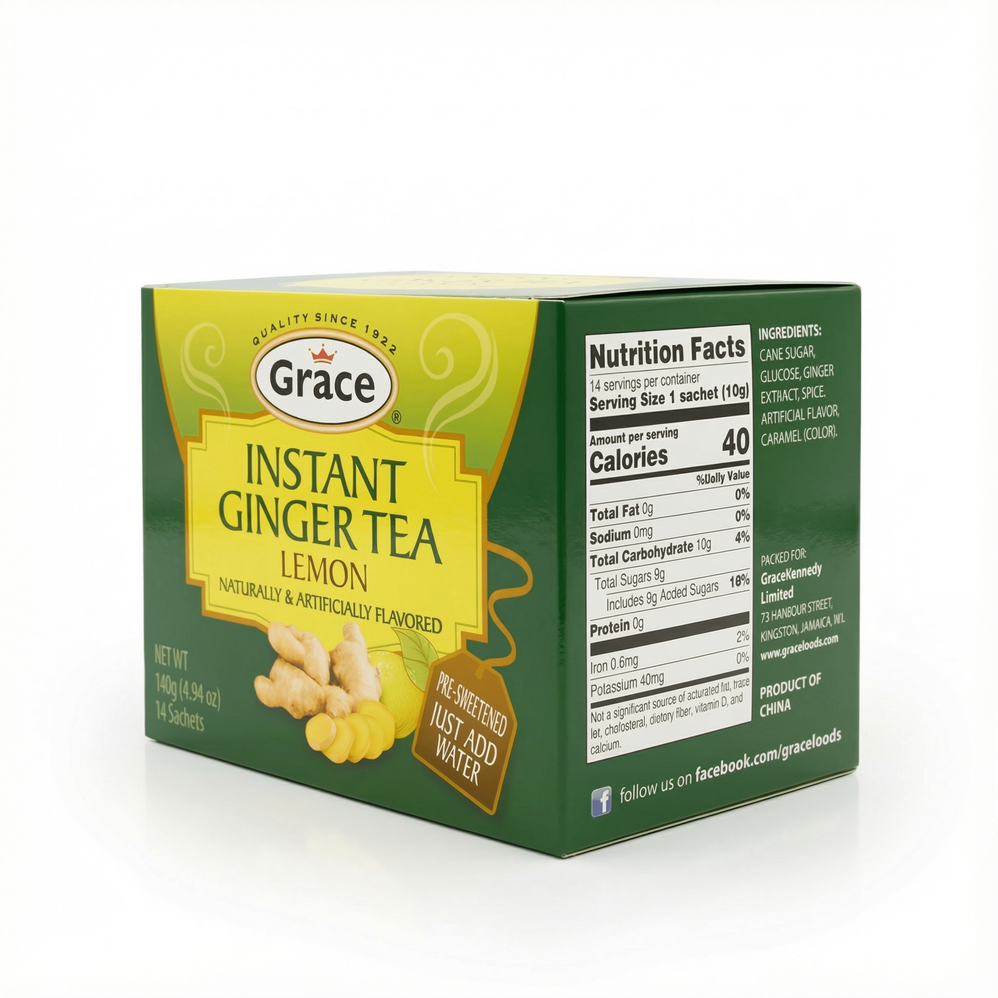 GR. INST. GING. TEA - LEMON 24X14X10G - La Fe Foods