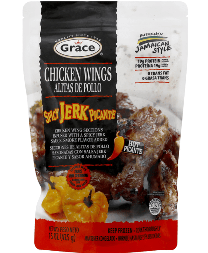 GR. CHICKEN WINGS - SPICY JERK 12/15 OZ - La Fe Foods