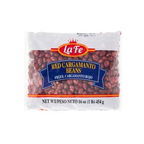 La Fe Red Cargamanto Beans 16 oz pack, premium quality Latin food for delicious, authentic recipes.