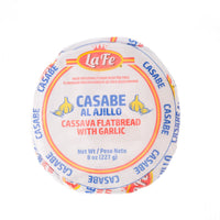 La Fe Casabe Ajillo - gluten-free cassava flatbread with garlic, perfect for authentic Latin food experiences.