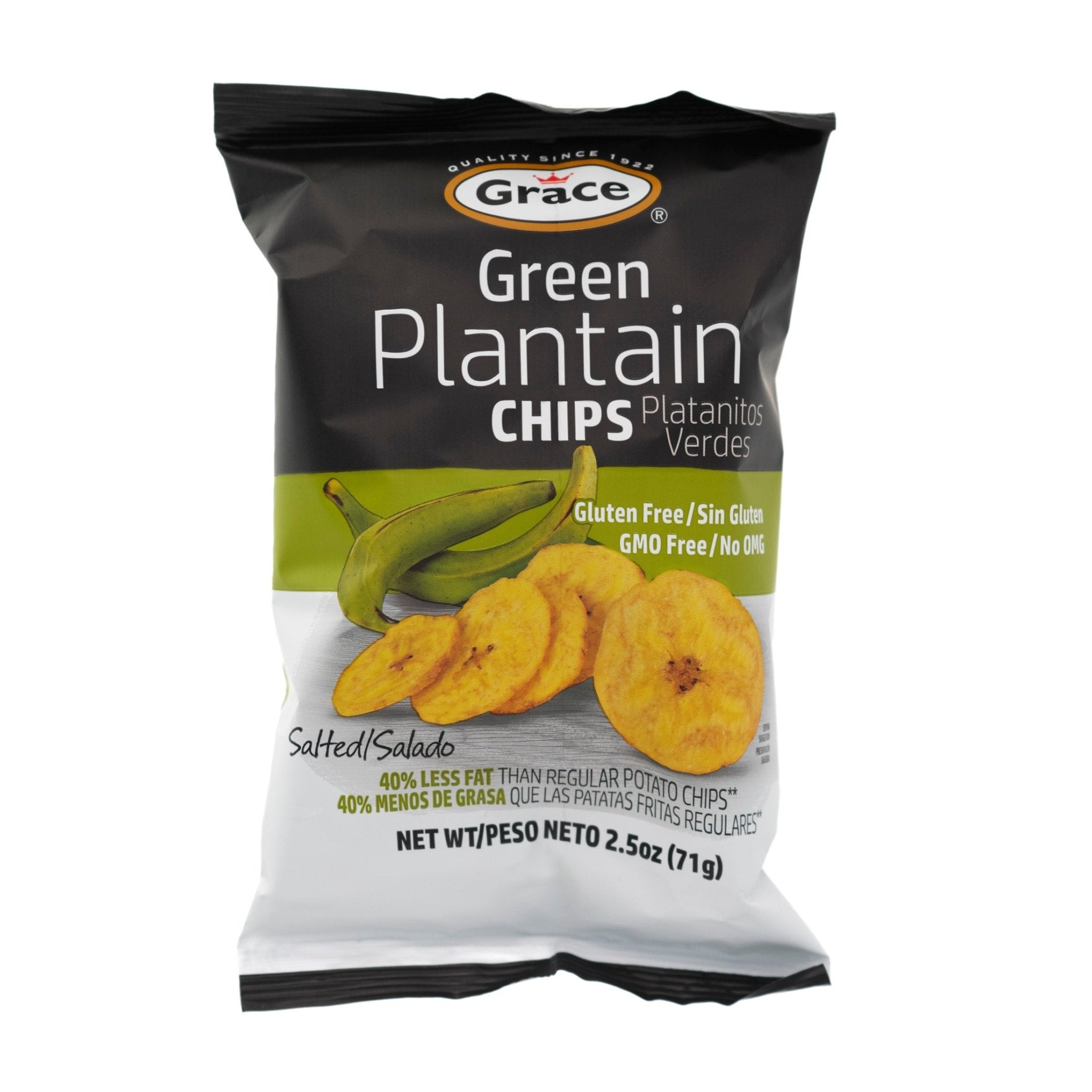 Grace Green Plantain Chips, gluten-free snack, quality latin food, ideal for authentic latin flavors.