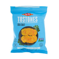 La Fe Tostones Sea Salt plantain chips, authentic Latin snack, perfect for on-the-go, 57g, tropical flavors.