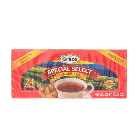 Grace Tea Ginger, 24 tea bags, blend of quality flavor and health benefits, perfect for lovers of Latin food.