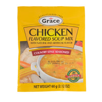 Grace Chicken Flavored Soup Mix 60g pack, perfect for authentic Latin food lovers and quick meals.