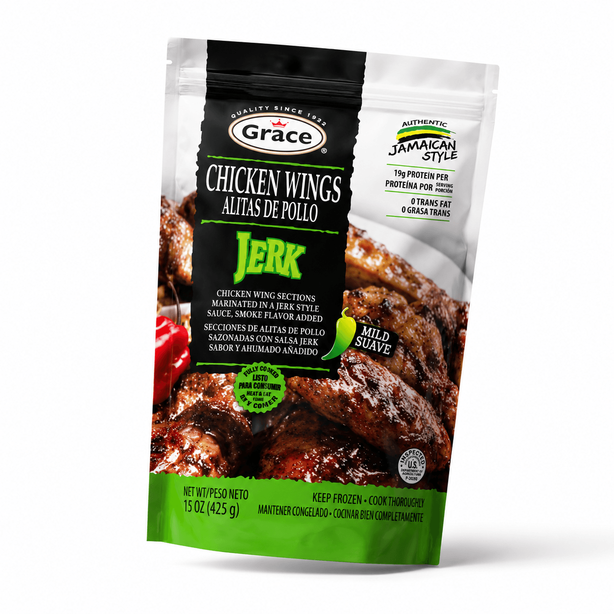 Grace Chicken Wings Mild Jerk 12/15 OZ - La Fe Foods