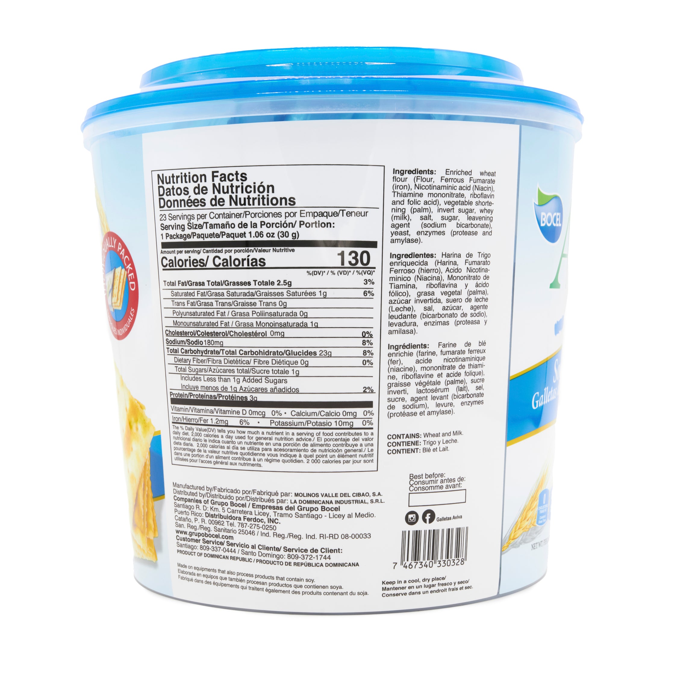 AVIVA SODA CRACKER NORMAL 12/24 OZ TUB