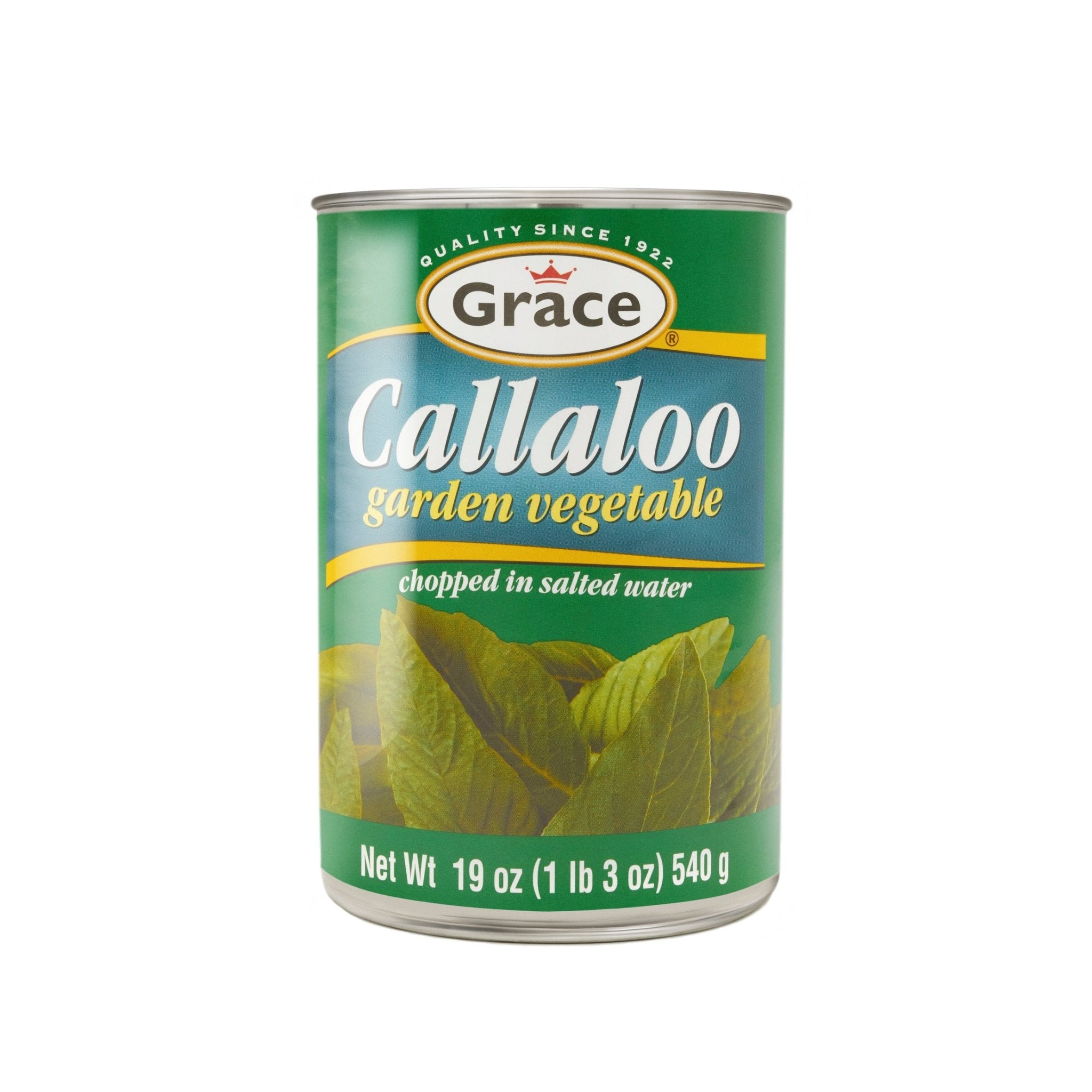 Grace Callaloo can, a tropical flavor packed with nutrients, perfect for authentic Latin recipes and fresh Latin food.