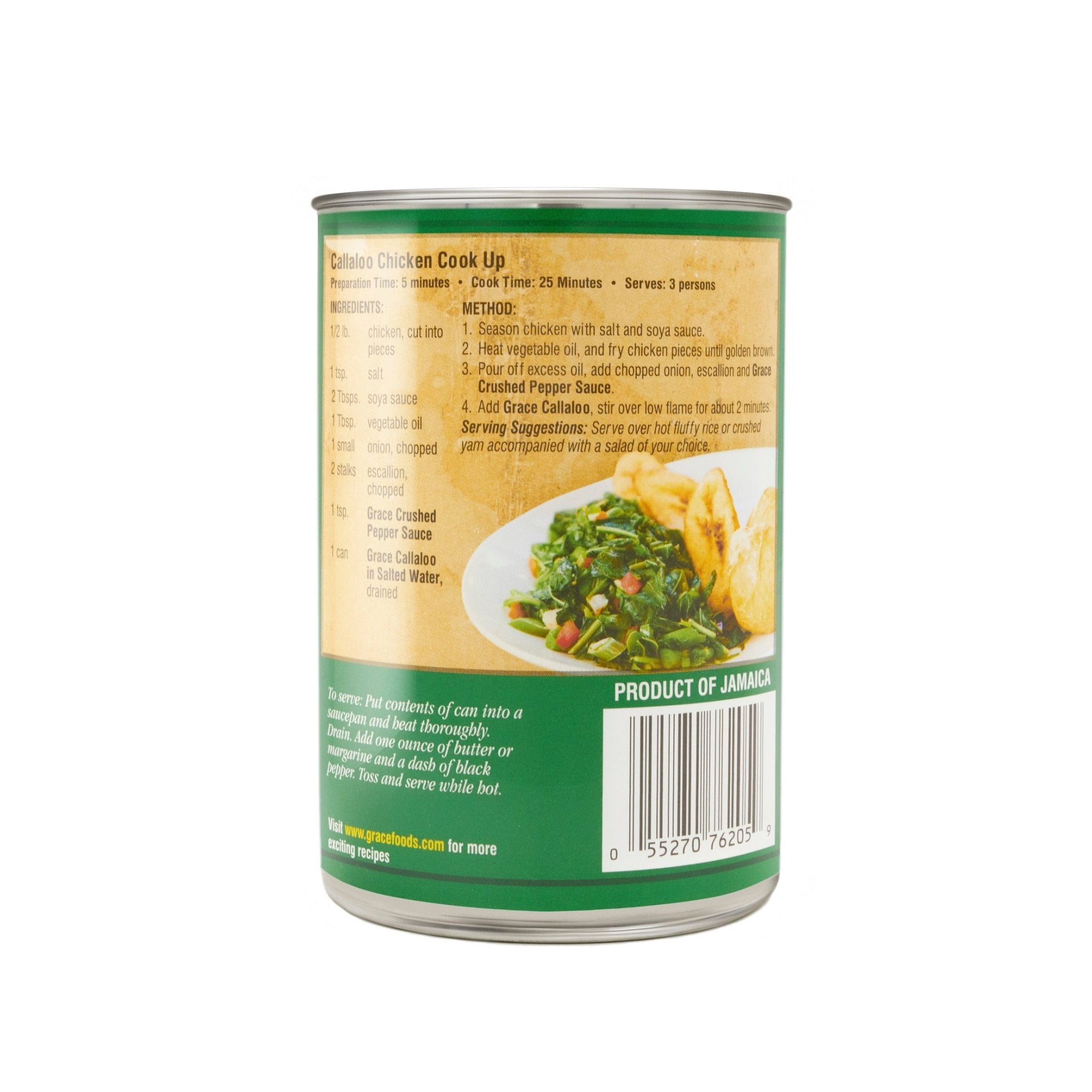 Grace Callaloo can featuring tropical flavors and authentic Caribbean taste, perfect for quality Latin meal preparation.
