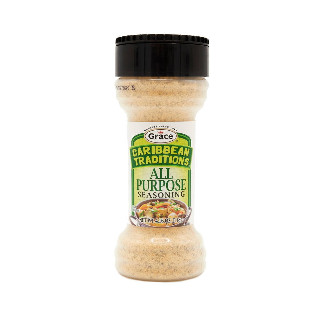 CARIB TRAD ALL PURPOSE SEASONING bottle 4.16oz, perfect for enhancing authentic Latin flavors in dishes.