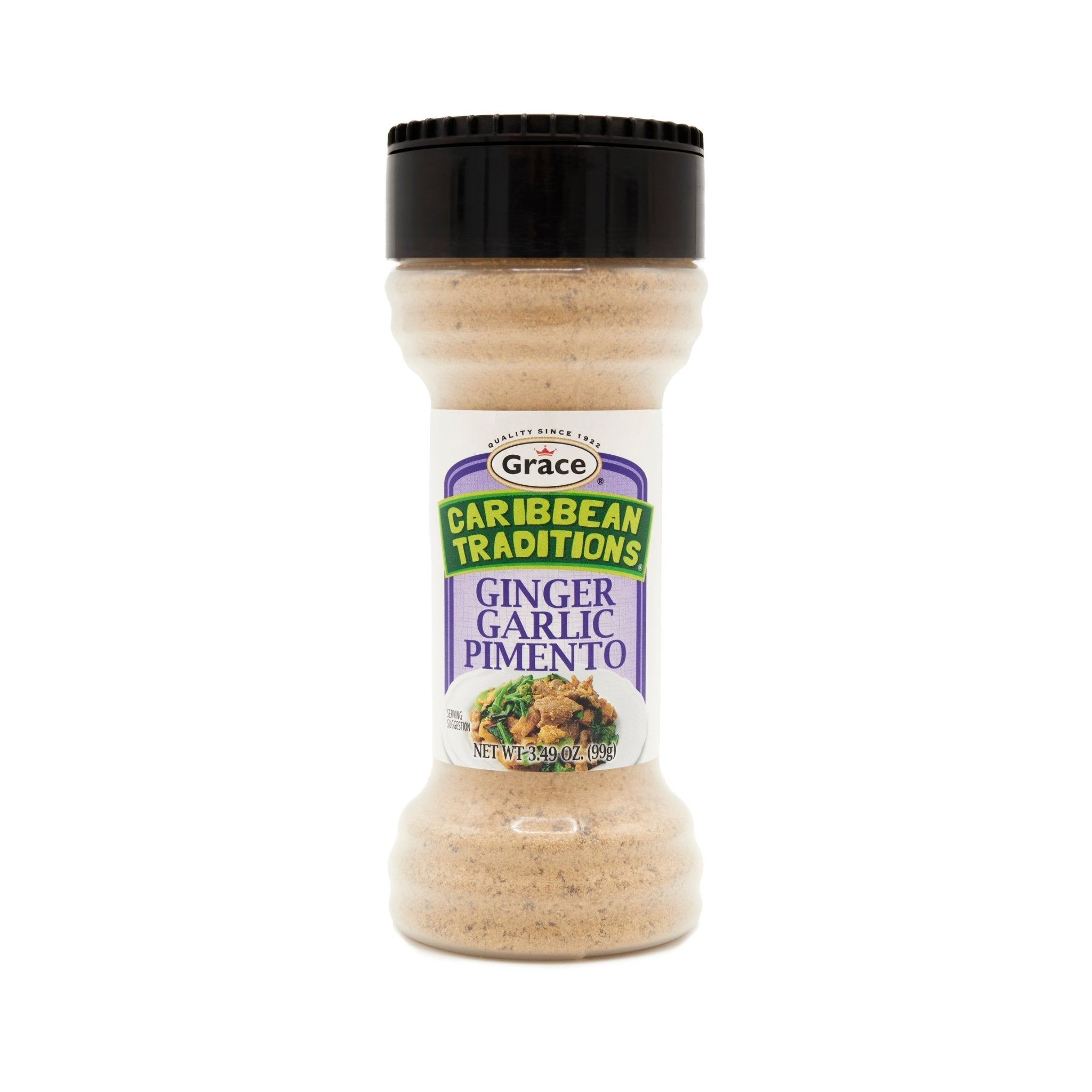 CARIB TRAD GINGER GARLIC PIMEN seasoning bottle, perfect for enhancing Latin American flavors in cooking.