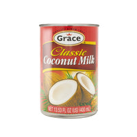 Grace Classic Coconut Milk can, 13.53 oz, perfect for authentic Latin food recipes and tropical flavors.