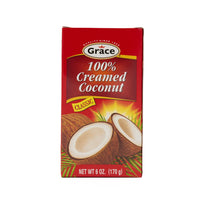 Grace Creamed Coconut 6oz pack, a quality ingredient for authentic Latin food and tropical flavors.