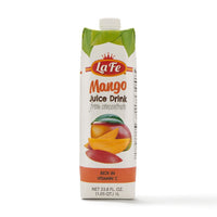 La Fe Mango Juice Drink in 1L tetra pack, rich in vitamin C, perfect for enjoying authentic tropical flavors.