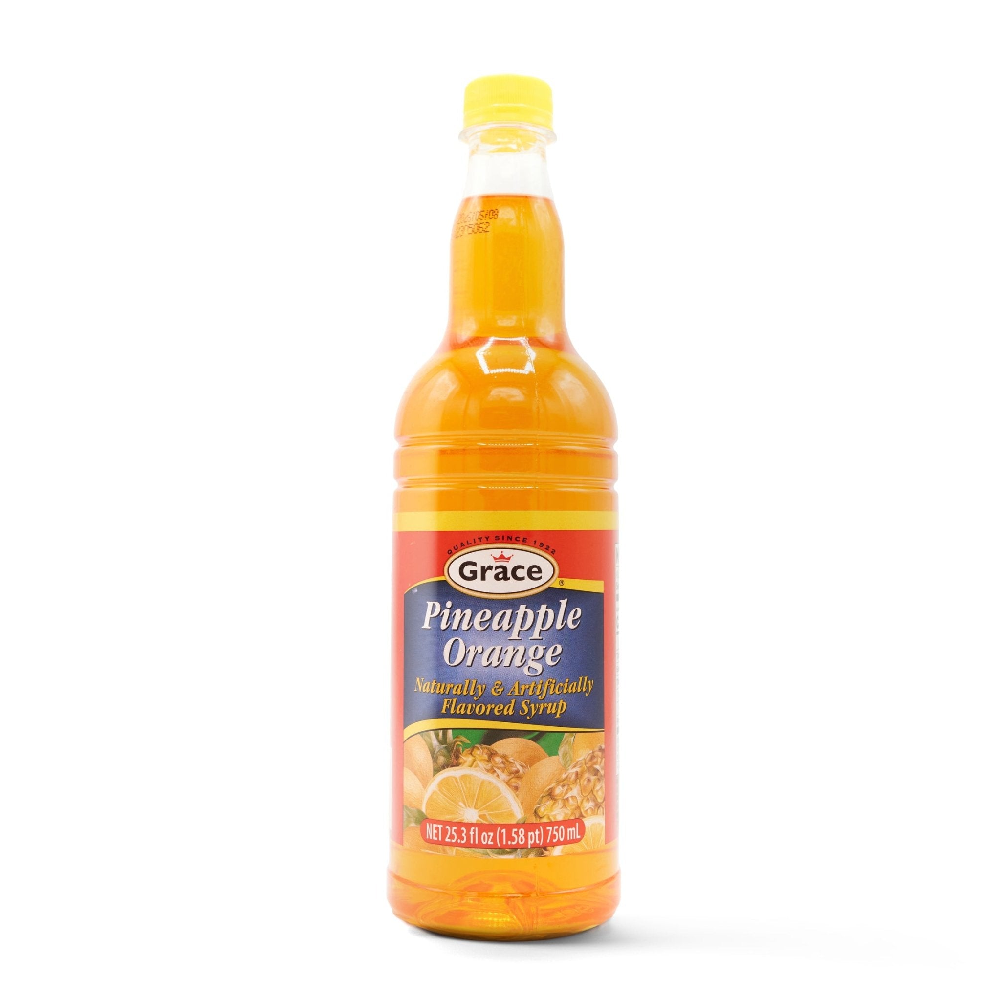 Grace Pineapple Orange Syrup, perfect for enhancing Latin dishes with tropical flavors and fruity sweetness.