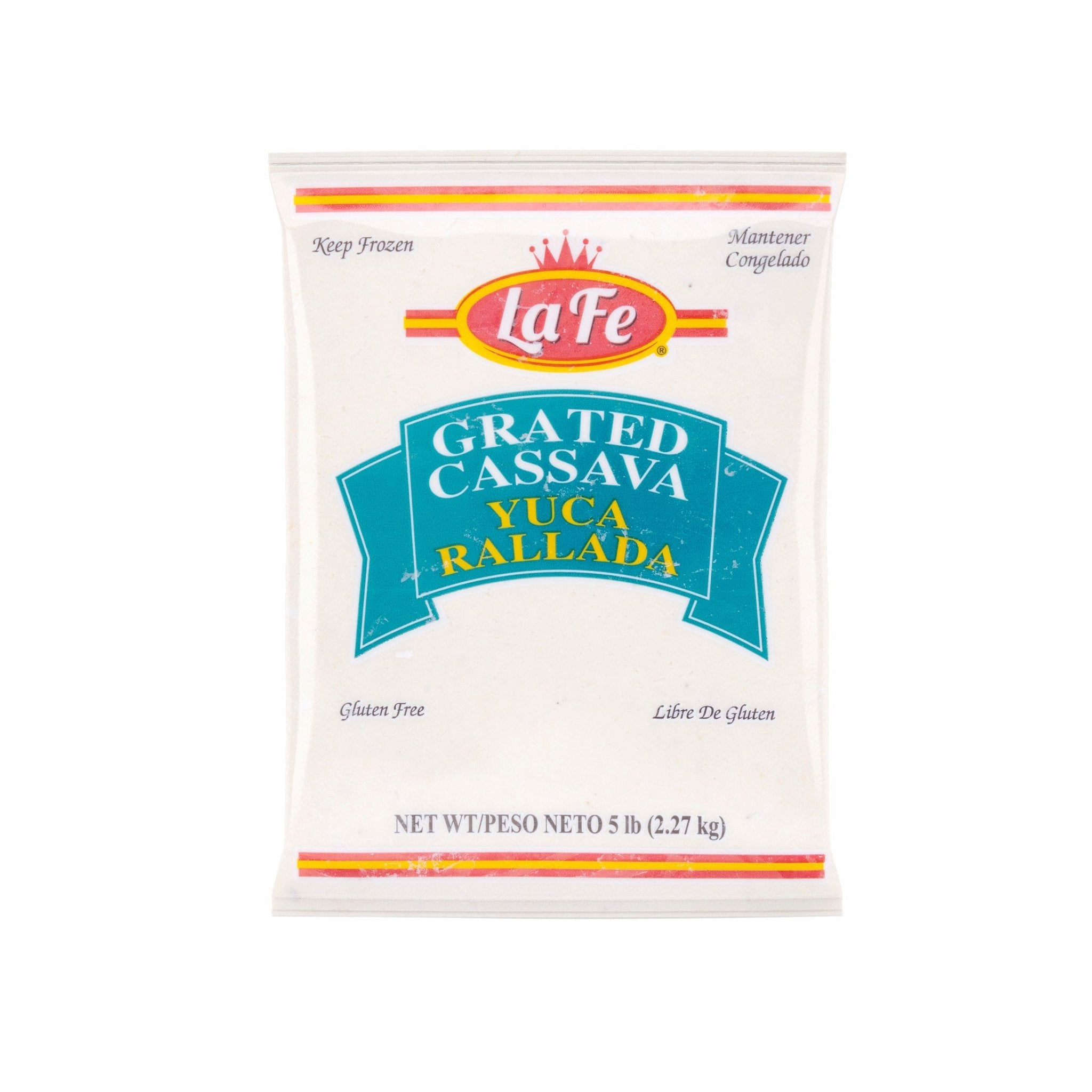La Fe Grated Cassava Yuca Molida 5 lbs pack, ideal for gluten-free and authentic Latin cooking.