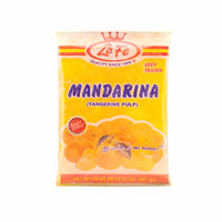 LA FE frozen mandarina pulp, authentic Latin food, quality frozen fruit for tropical flavors, 14 oz package.