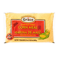 Grace Fine Cornmeal 24 oz package for authentic Latin food, perfect for cooking and baking with tropical flavors.