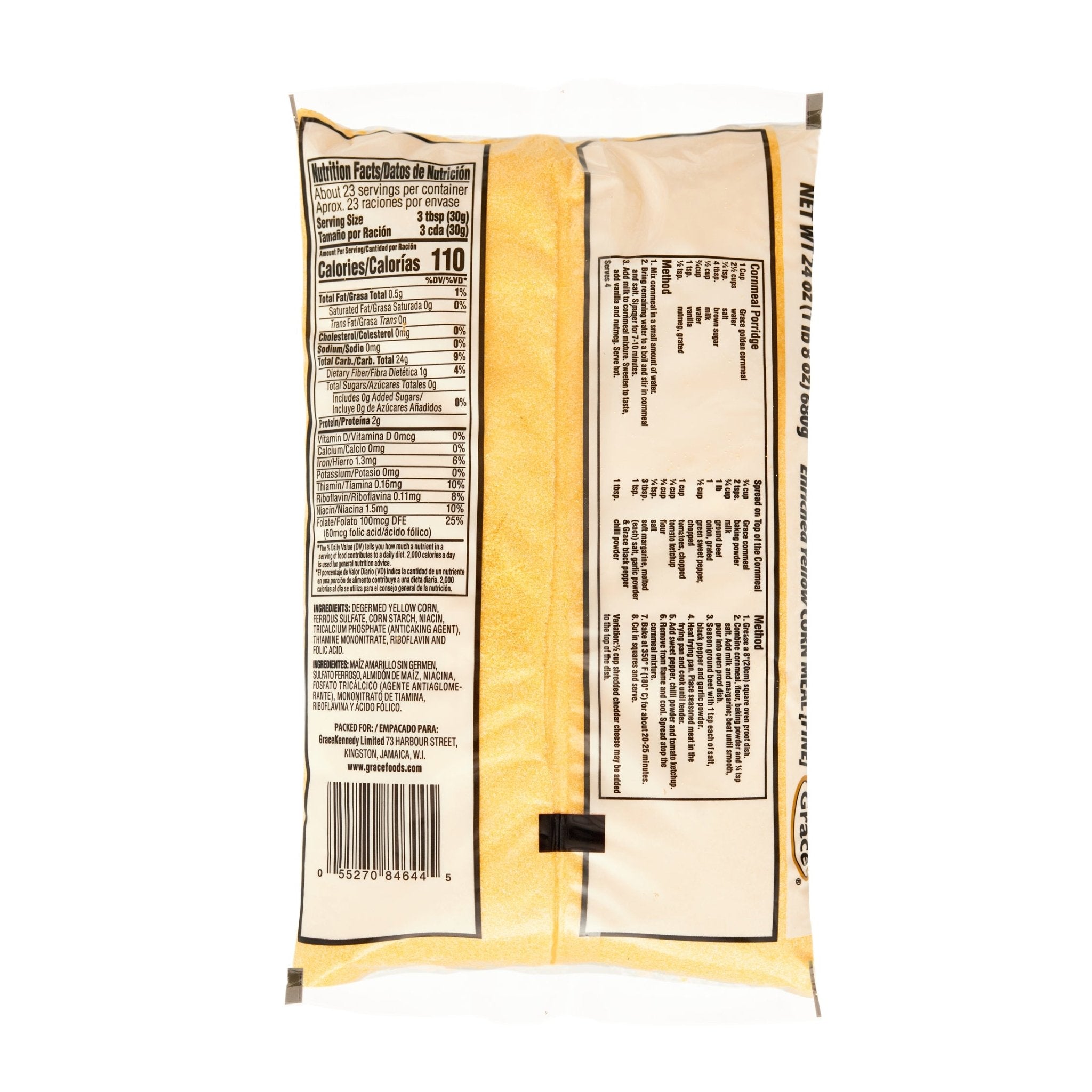 Grace Fine Cornmeal 24 oz. bag showcasing quality ingredients for authentic Latin cooking.