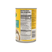 Nutrition facts label of C/CHOICE Coconut Milk 24x400ML, ideal for authentic Latin food and tropical flavors.