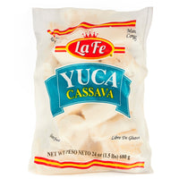 La Fe Yuca 24 oz bag, a quality Latin food product, perfect for authentic Latin dishes and tropical flavors.