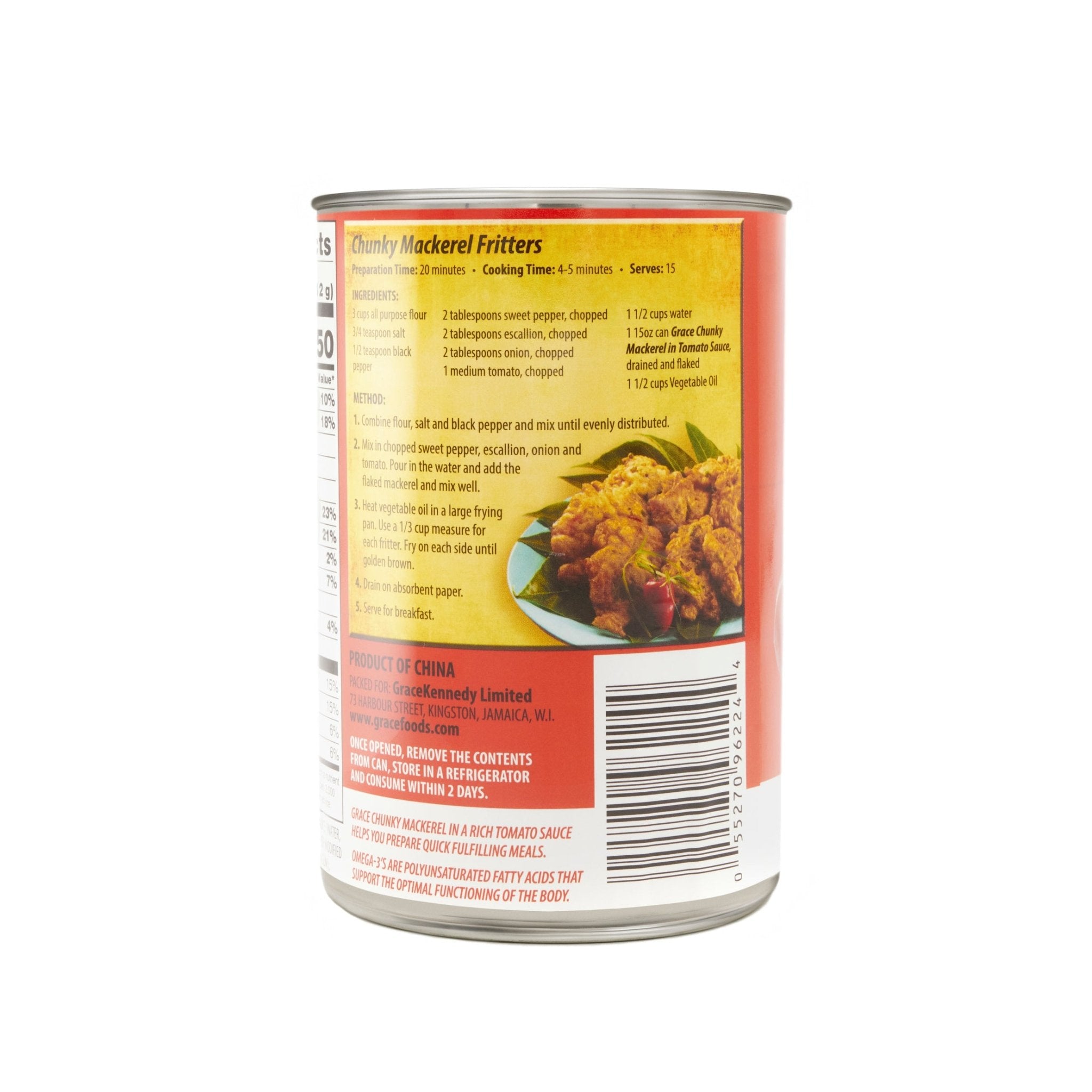 Chunky mackerel fritters can, packed with omega fatty acids and Latin flavors, ideal for quality Latin food lovers.