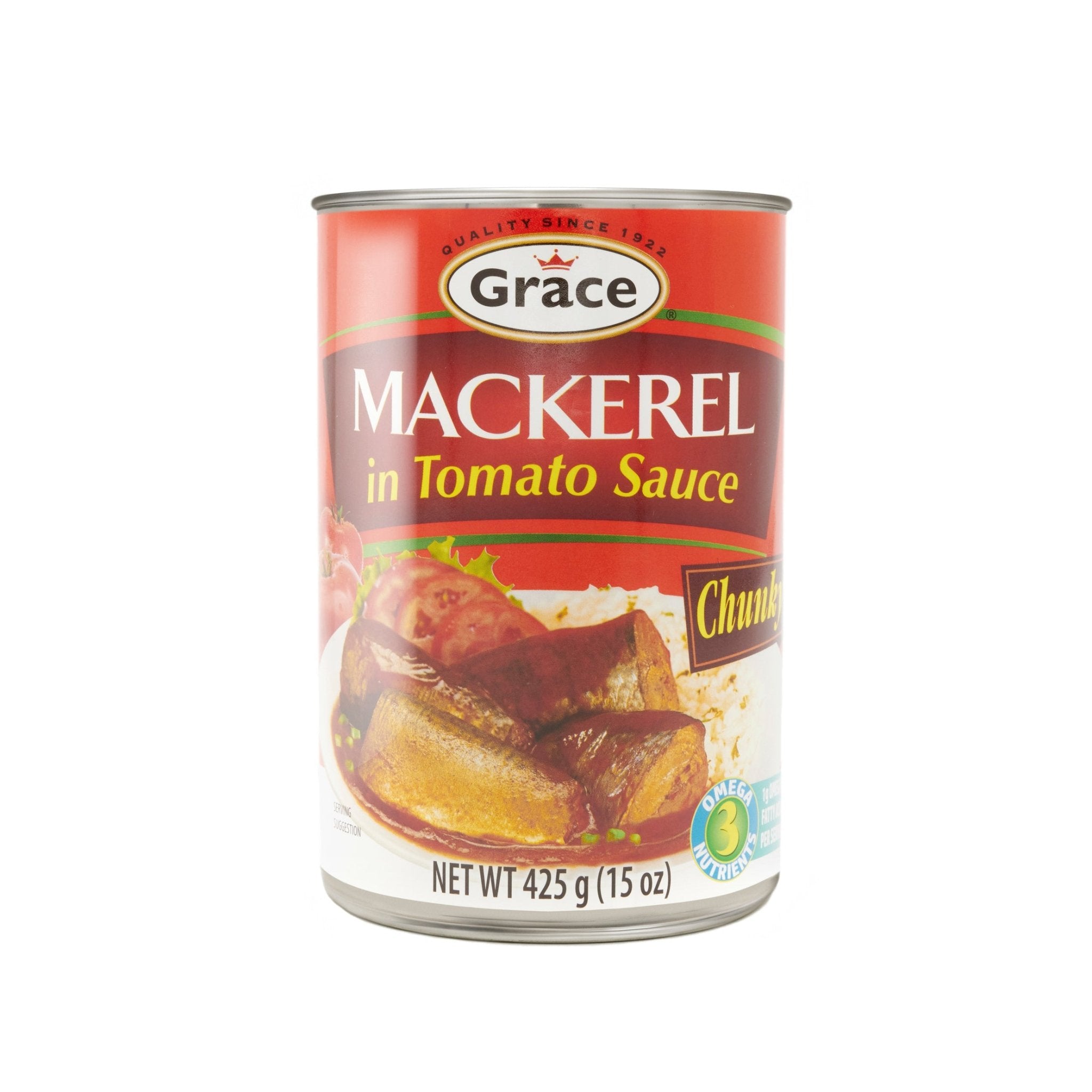 Grace Mackerel in Tomato Sauce, 425g can, delicious blend of flavors perfect for Latin cooking, quality Latin food.