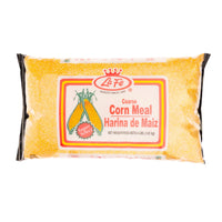 La Fe coarse corn meal package, perfect for authentic Latin American dishes and quality Latino cooking.