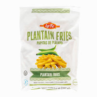 La Fe Plantain Fries 14 oz bag, a tasty and healthy alternative to potato fries, perfect for snacks or side dishes.