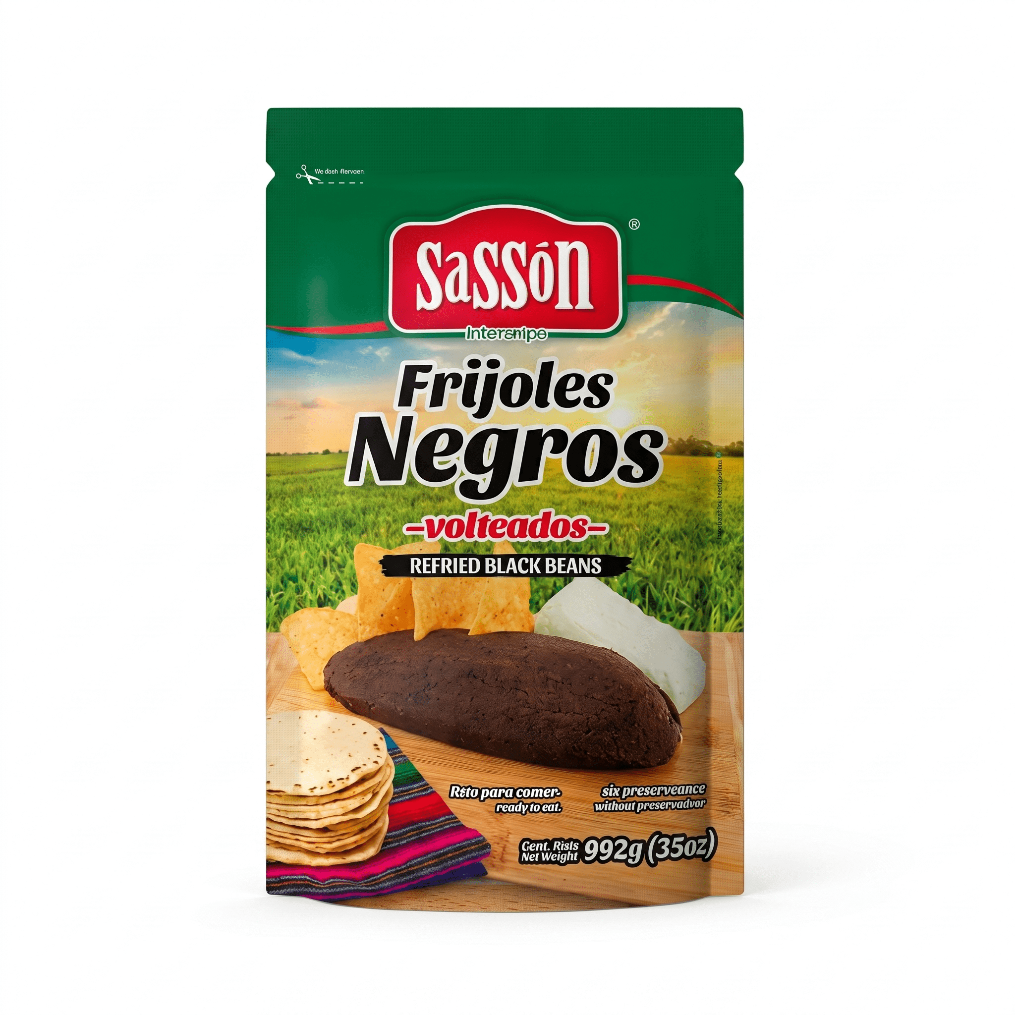 SASSON REFRIED BLACK BEANS 12X35OZ - La Fe Foods