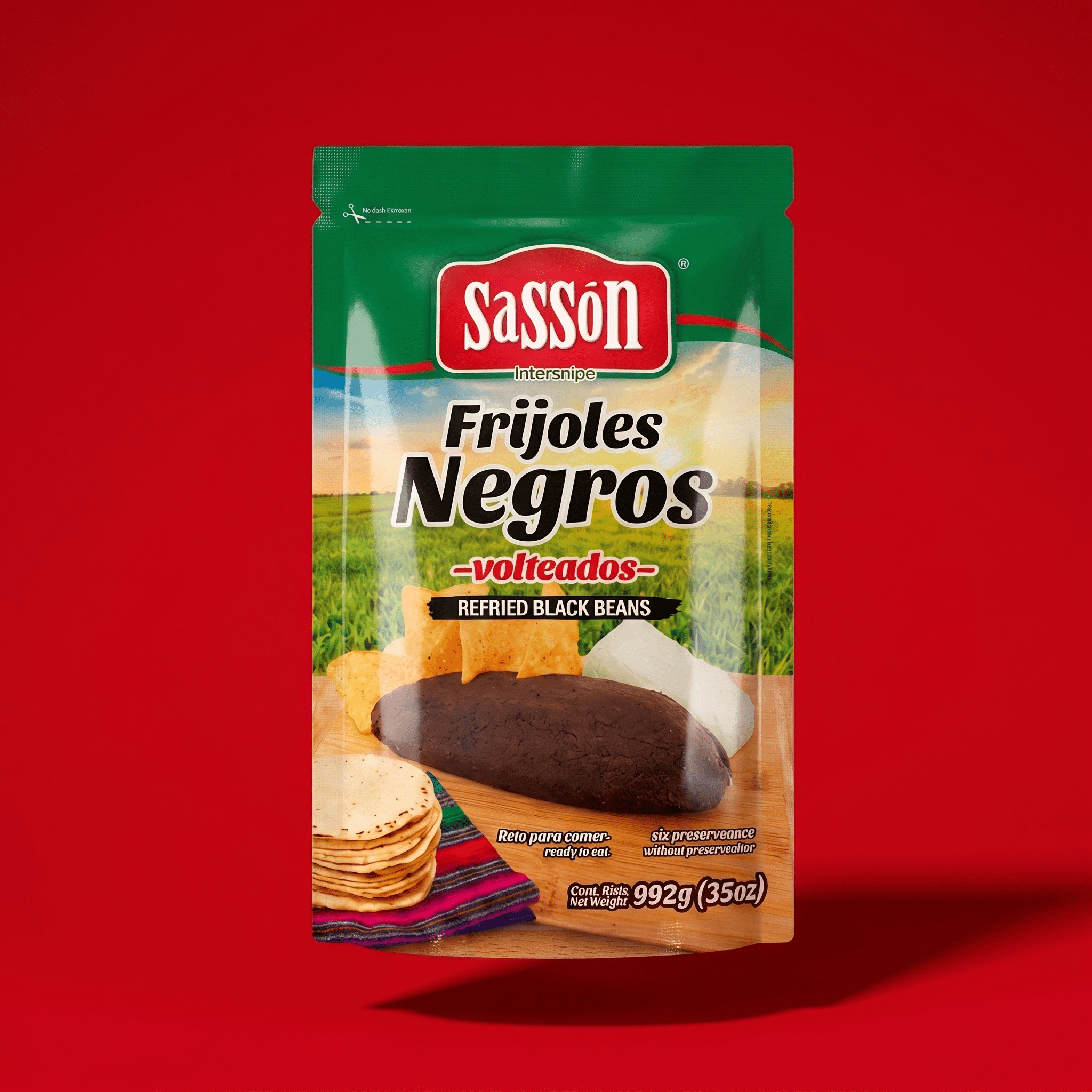 SASSON REFRIED BLACK BEANS 24X14OZ - La Fe Foods