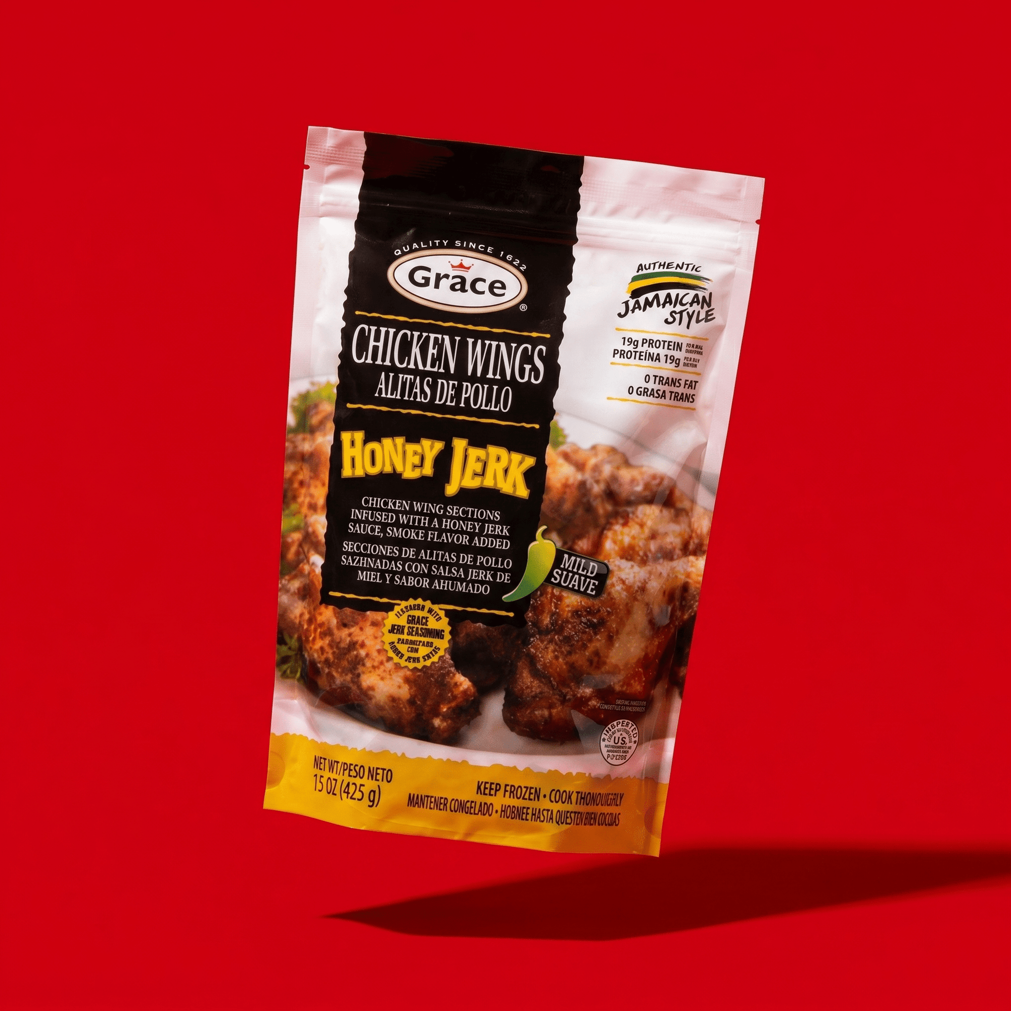 GR. CHICKEN WINGS - HONEY JERK 12/15 OZ - La Fe Foods