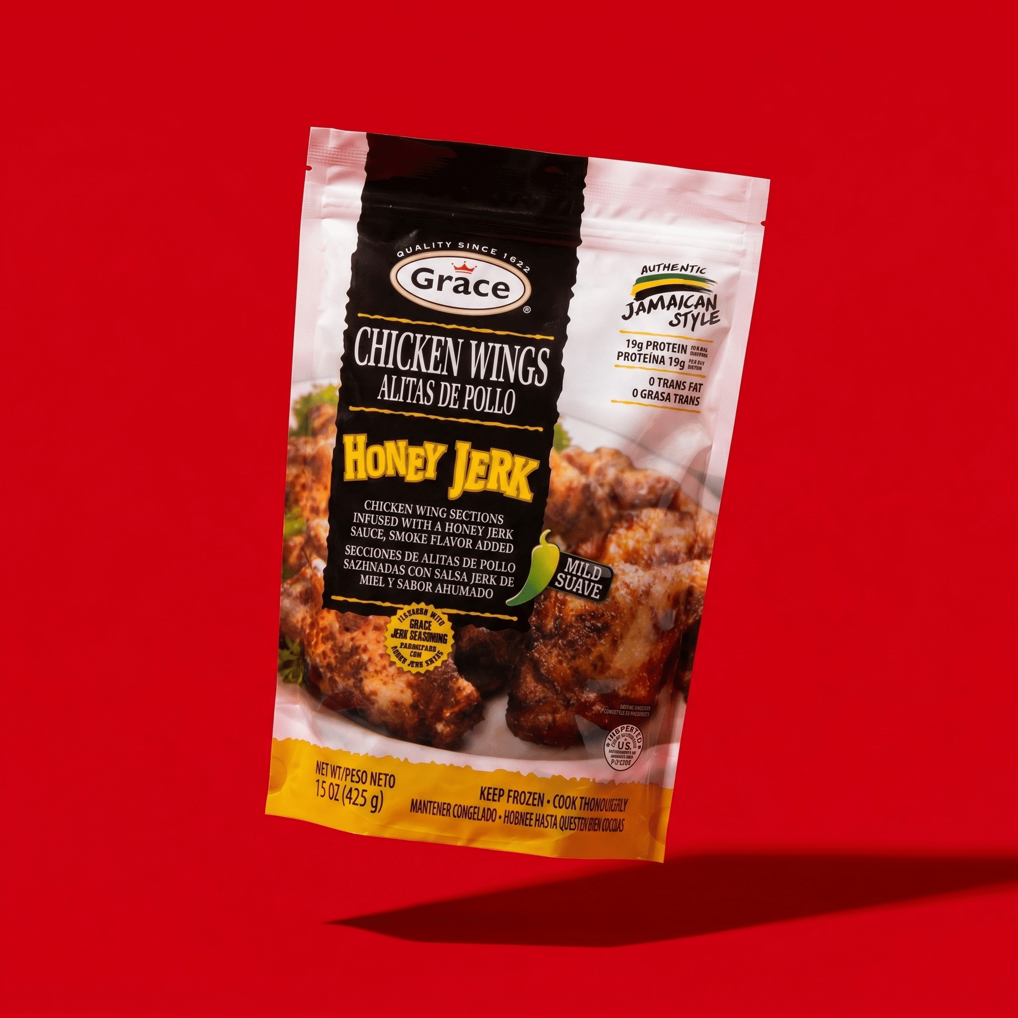 GR. CHICKEN WINGS - HONEY JERK 12/15 OZ - La Fe Foods