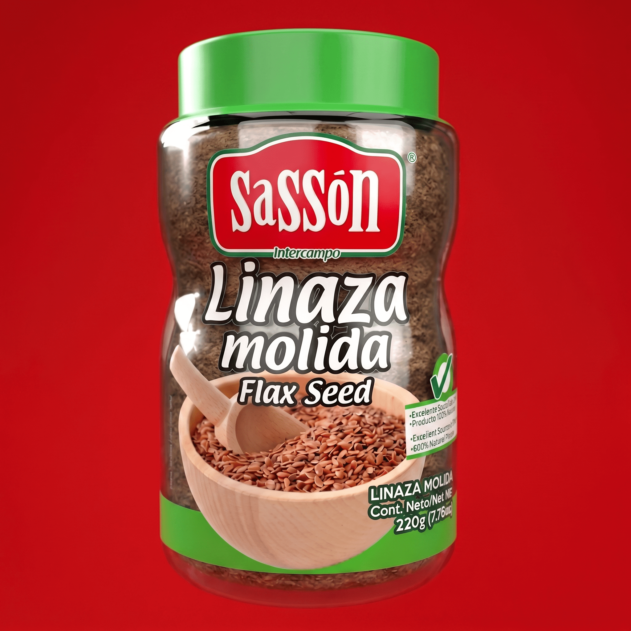 Sasson Ground Flaxseed 18x7.76 oz linaza molida for smoothies, batidos, avena, yogurt, cereal, pancakes, muffins, bread, and baking