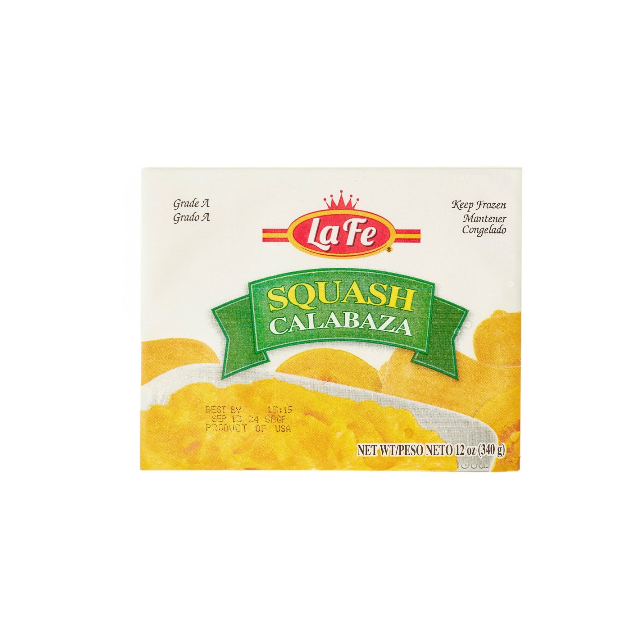 LAFE Veg Squash-Box 12 oz, nutritious frozen squash for Latin recipes, perfect for adding tropical flavors to meals.