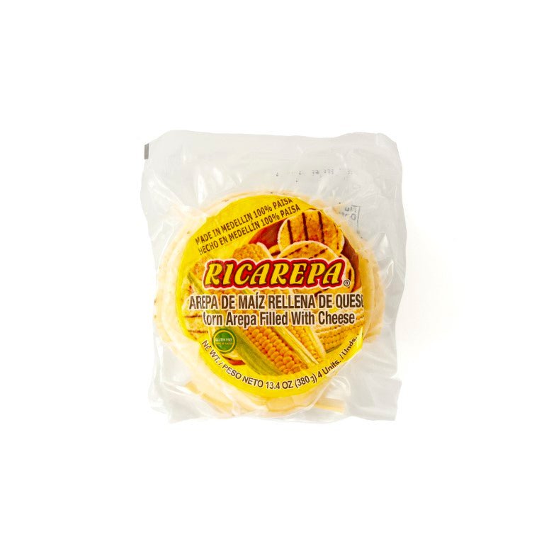 RICAREPA Maiz con Queso, authentic Latin corn arepa filled with cheese, perfect for quality Latin meals.