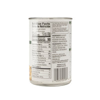 Nutrition label for La Fe Blackeye Peas can, rich in protein and fiber, ideal for healthy Latin meals.