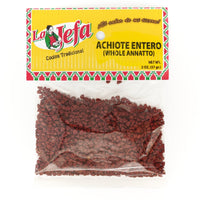 LA JEFA ACHIOTE-ENTERO 2 oz package, all-natural spice for authentic Latin flavors in cooking.