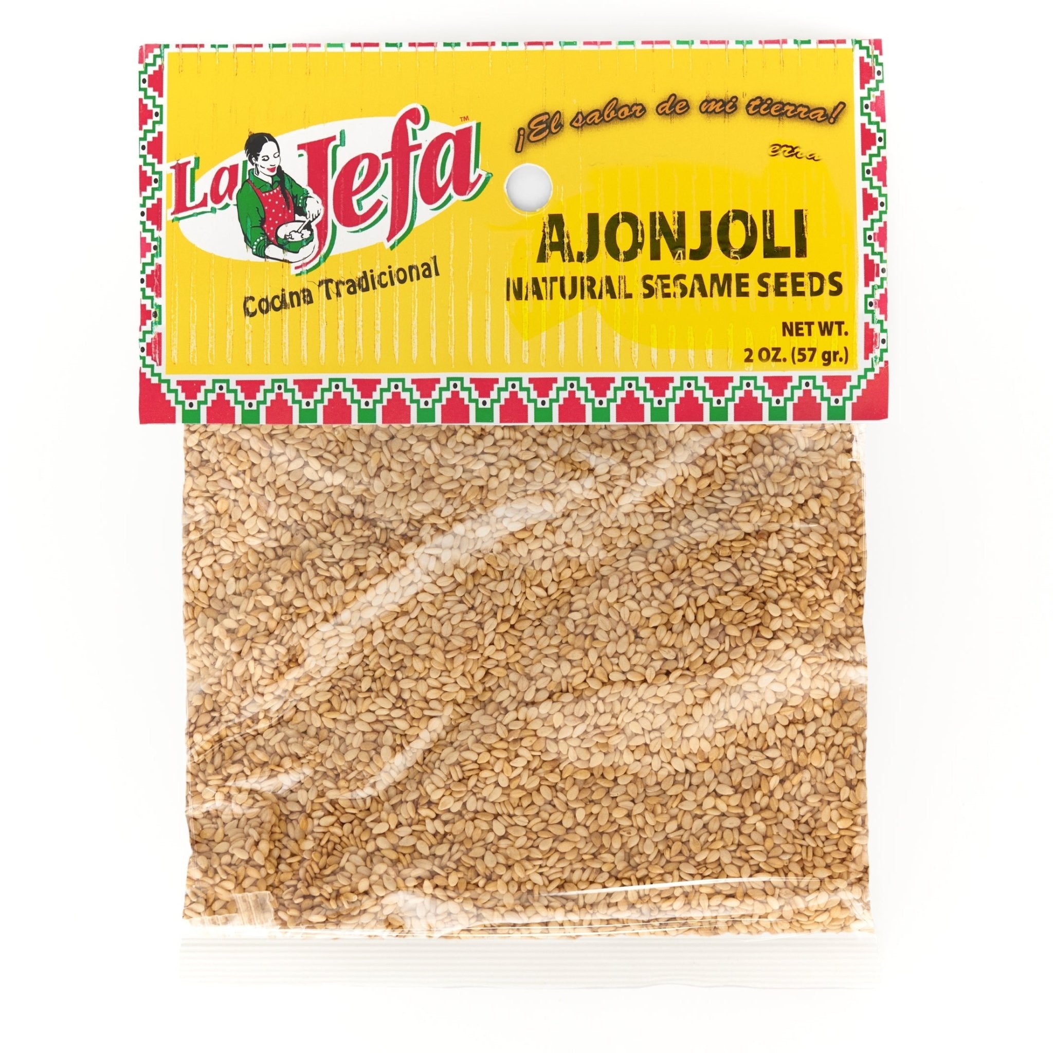 LA JEFA AJONJOLI natural sesame seeds, perfect for adding crunch to authentic Latin food dishes.