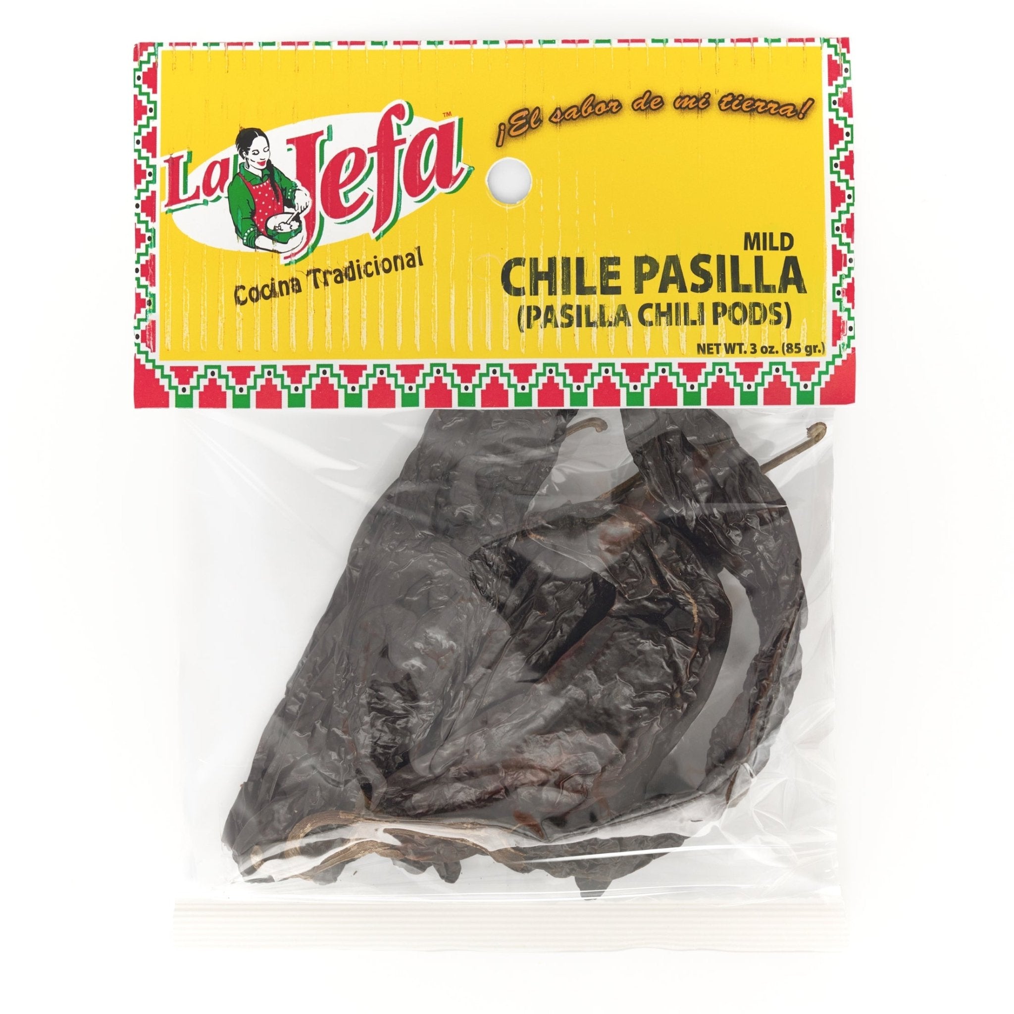 LA JEFA CHILE PASILLA organic chili pods, perfect for authentic Latin cooking and adding robust flavor to dishes.