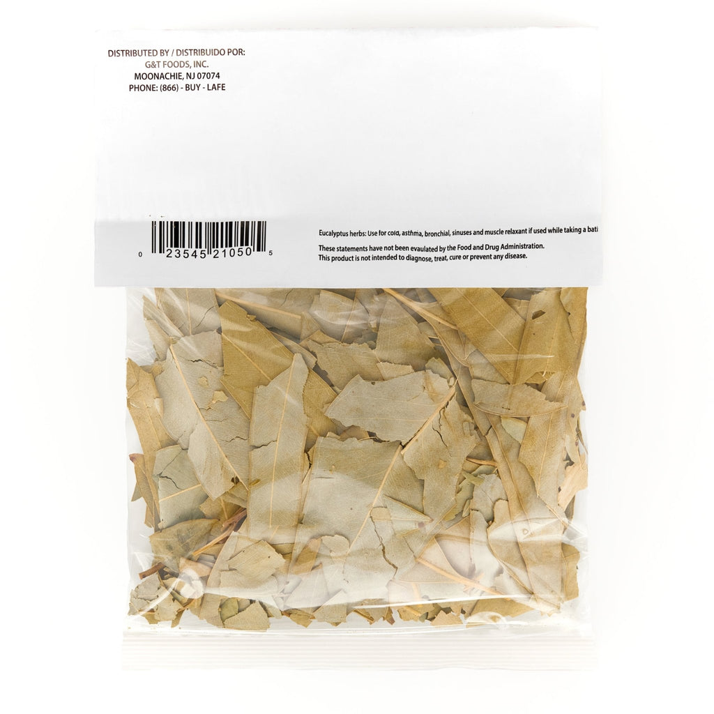 LA JEFA EUCALYPTUS leaves in a package, perfect for quality Latin foods and authentic flavors in your dishes.