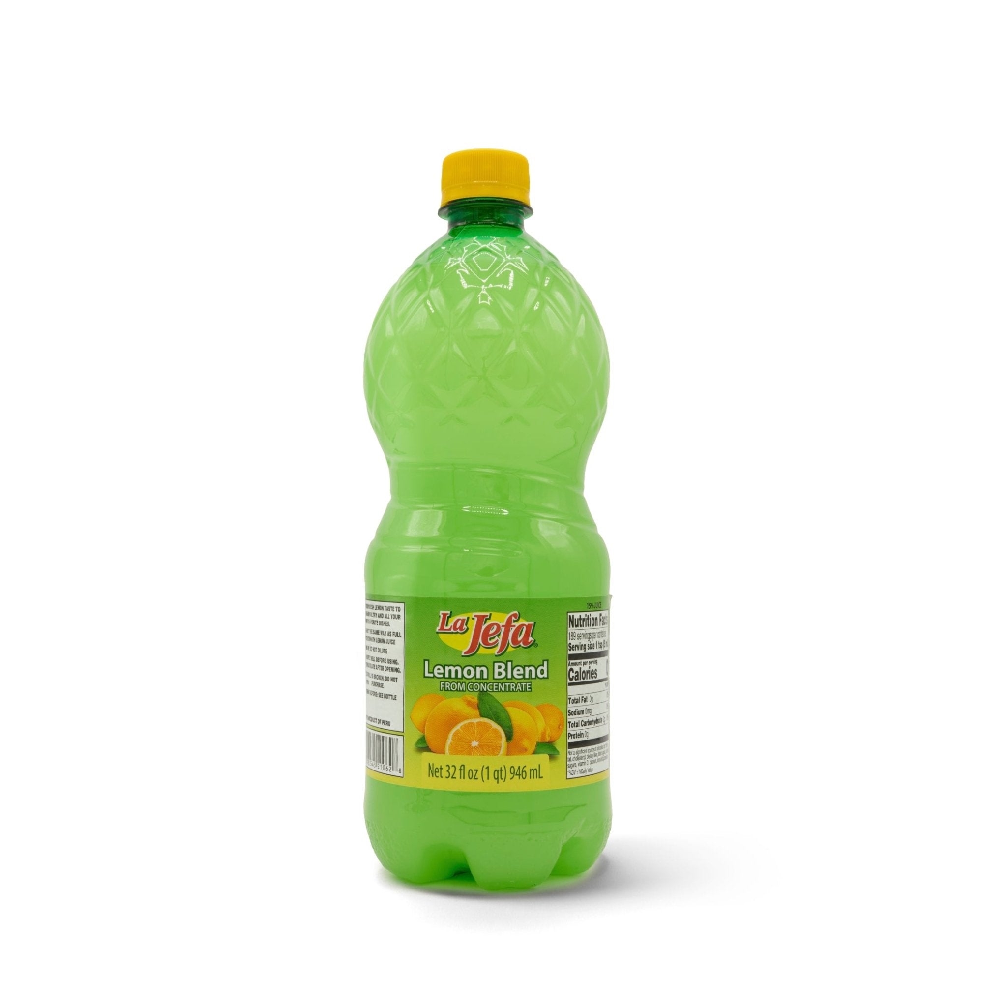 LA JEFA Lemon Juice Blend 32 oz bottle, perfect for adding authentic Latin flavors to your favorite dishes.