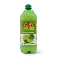LA FE Lime Juice 32 oz bottle, 100% pure, perfect for authentic Latin food, cooking, and tropical flavors.