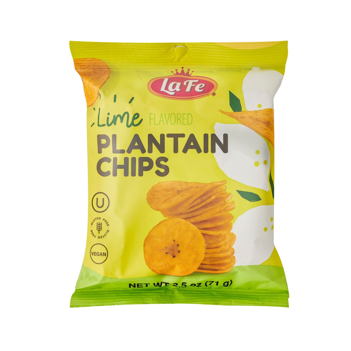 Lafe Chips Plantain Lemon 2.5 oz pack showcasing zesty flavor, perfect for authentic Latin snacks.