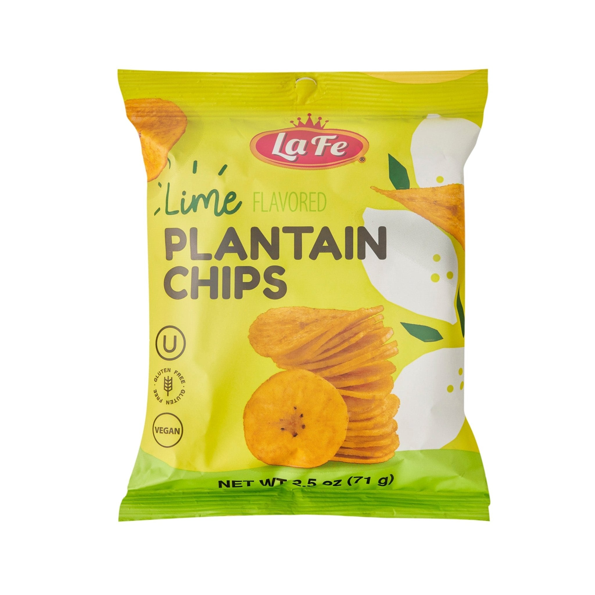 Lafe Chips Plantain Lemon 2.5 oz pack showcasing zesty flavor, perfect for authentic Latin snacks.