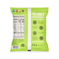 LA FE TOSTONES sour cream & onion plantain chips packaging with nutritional facts. Perfect for authentic Latin snacks.
